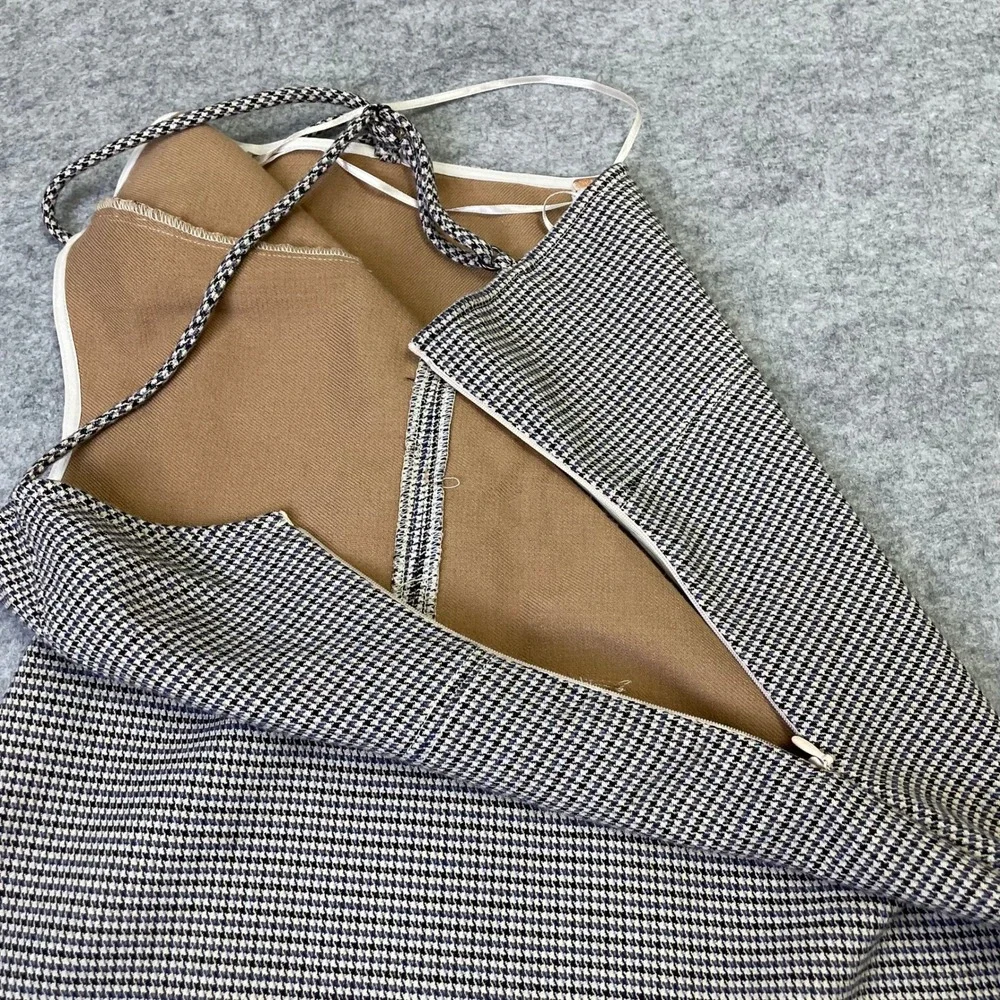 Free People Houndstooth Mini Dress Buckle Waist Spaghetti Strap Size 4